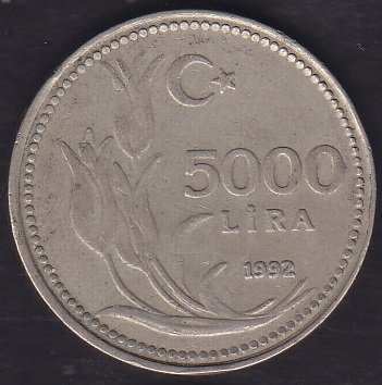 1992 Yılı 5000 Lira
