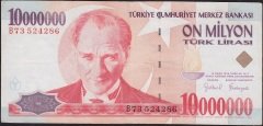 7.Emisyon 10 000 000 Lira B73 524286 Çok Temiz+