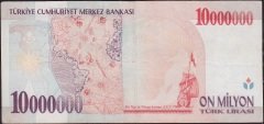 7.Emisyon 10 000 000 Lira B73 524286 Çok Temiz+