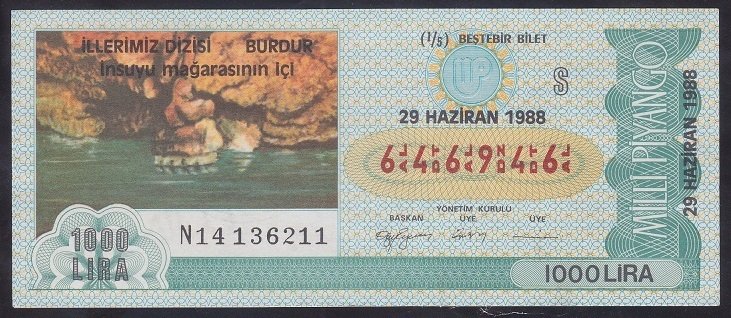 1988 29 HAZİRAN ÇEYREK BİLET S SERİSİ