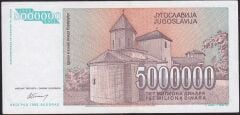 Yugoslavya 5000000 Dinar 1993 Çok Çok Temiz+