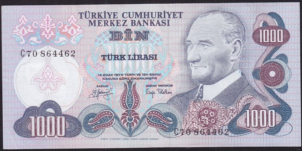 6.Emisyon 2.Tertip 1000 Lira C70 864462 Çok Çok Temiz+