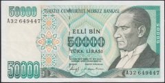 7.Emisyon 1.Tertip 50000 Lira A32 649447 Ççt Çilaltı