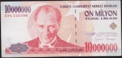 7.Emisyon 10 000 000 Lira A86 226586 Çok Temiz+