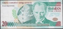 7.Emisyon 20 000 000 Lira C12 019996 Çok Çok Temiz