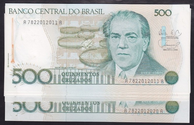 BREZİLYA 500 CRUZADOS 1986 - 10 ADET SERİ TAKİPLİ ÇİL