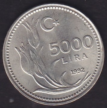 1992 Yılı 5000 Lira Çilaltı Çil