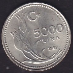 1992 Yılı 5000 Lira Çilaltı Çil