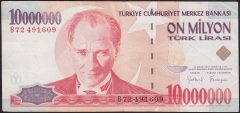 7.Emisyon 10 000 000 Lira B72 491609 Çok Temiz