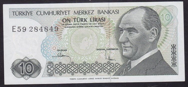 7.EMİSYON 2.TERTİP 10 LİRA E59 284849 ÇÇT