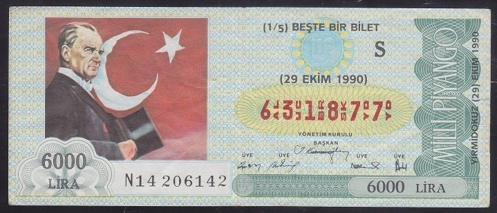 1990 29 EKİM ÇEYREK BİLET S SERİSİ