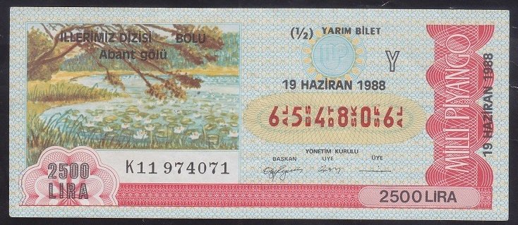 1988 29 HAZİRAN YARIM BİLET Y SERİSİ