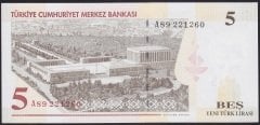 8.EMİSYON 5 YTL A89 221260 ÇİL eski kağıt para değerleri