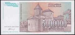 Yugoslavya 5000000 Dinar 1993 Çok Çok Temiz+ ( AA )