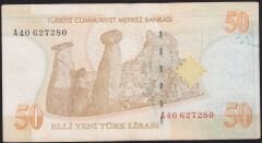 8.Emisyon 50 YTL A40 627280 Çok Temiz+