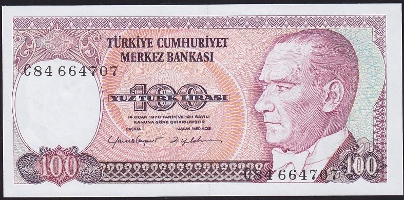 7.Emisyon 2.Tertip 100 Lira C84 664707 Çilaltı Çil