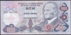 6.Emisyon 2.Tertip 1000 Lira C67 287795 Çok Temiz+