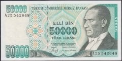 7.Emisyon 1.Tertip 50000 Lira A25 542648 Çilaltı