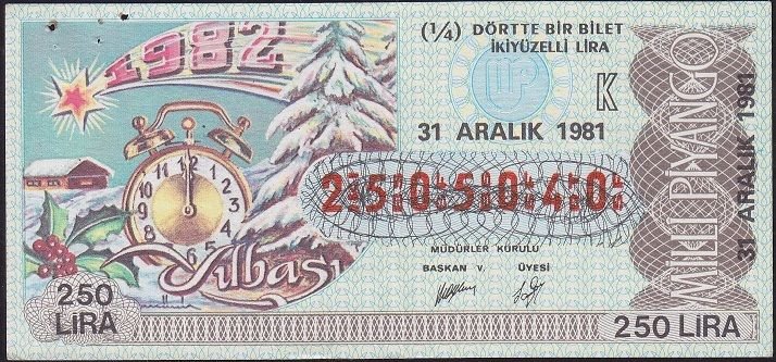 1981 31 Aralık Çeyrek Bilet - K Serisi
