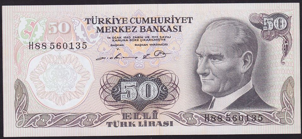 6.Emisyon 1.Tertip 50 Lira H88 560135 Çil