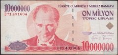 7.Emisyon 10 000 000 Lira B71 431604 Çok Temiz