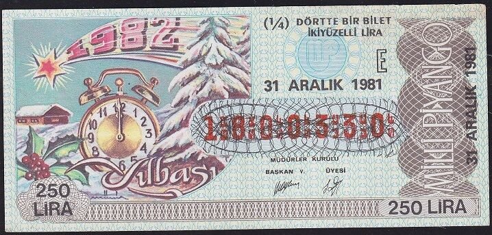 1981 31 Aralık Çeyrek Bilet - E Serisi