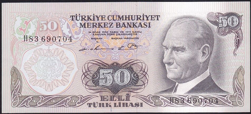 6.Emisyon 1.Tertip 50 Lira H83 690704 Çil