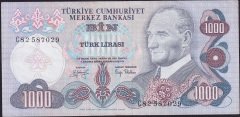 6.Emisyon 2.Tertip 1000 Lira C82 587029 Çok Temiz+