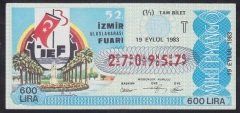 1983 19 EYLÜL TAM BİLET -T SERİSİ