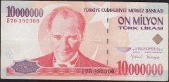 7.Emisyon 10 000 000 Lira B70 392300 Çok Temiz