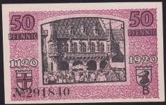 Almanya 50 Pfennig Notgeld 1920 Çil