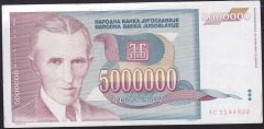 Yugoslavya 5000000 Dinar 1993 Çok Temiz+