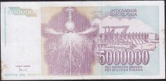 Yugoslavya 5000000 Dinar 1993 Çok Temiz+