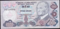 6.Emisyon 1.Tertip 1000 Lira C40 198834 Çok Temiz+