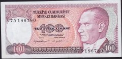7.Emisyon 2.Tertip 100 Lira C75 186780 Ççt Çilaltı