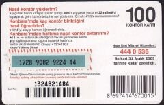 Turkcell Hazır Kart 100 Kontör 2009