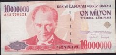 7.Emisyon 10 000 000 Lira A82 770421 Çok Temiz