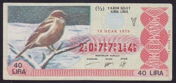 1979 19 OCAK YARIM BİLET