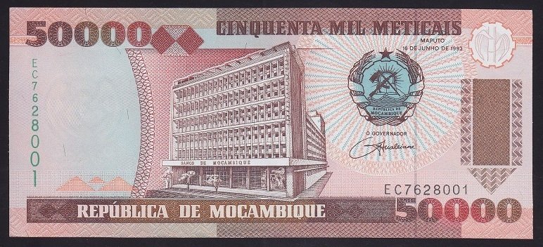 Mozambik 50000 Meticais 1993 ÇİL Pick 138