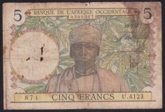 FRANSIZ BATI AFRİKASI 5 FRANK 1938 HALİYLE