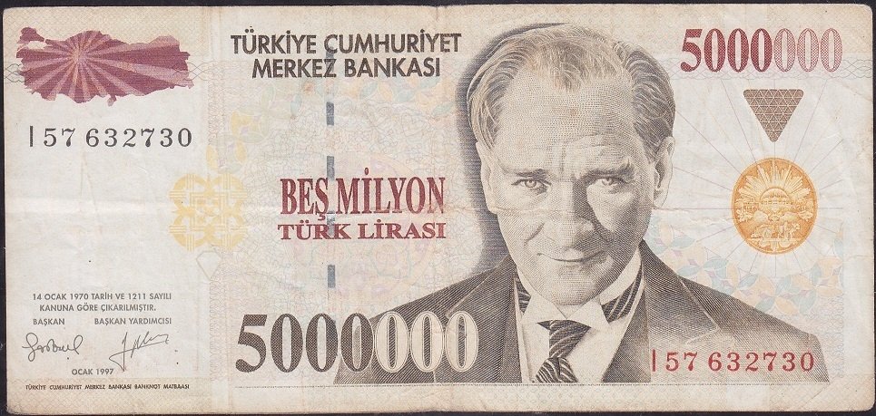 7.Emisyon 5 000 000 Lira I57 632730 Çok Temiz