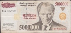 7.Emisyon 5 000 000 Lira I57 632730 Çok Temiz