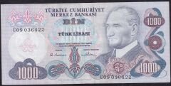 6.Emisyon 1.Tertip 1000 Lira C09 036422 Çok Temiz+