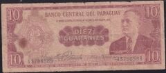 Paraguay 10 Guaranies 1952 Temiz Pick 196a