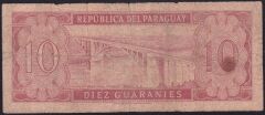Paraguay 10 Guaranies 1952 Temiz Pick 196a