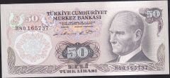 6.Emisyon 1.Tertip 50 Lira H80 165737 Çok Çok Temiz+
