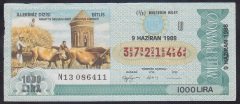 1988 9 HAZİRAN ÇEYREK BİLET U SERİSİ