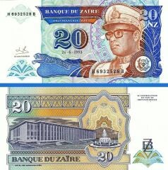 Zaire 20 Nouveaux Zaires 1993 Çilaltı Çil Pick 56