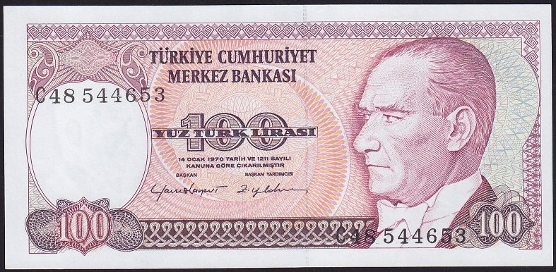 7.Emisyon 2.Tertip 100 Lira C48 544653 Çilaltı