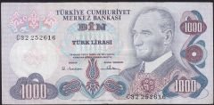 6.Emisyon 1.Tertip 1000 Lira C32 252616 Çok Temiz+